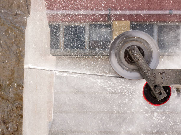 istock Chainsaw chain cutting marble in marble factory 1028613926