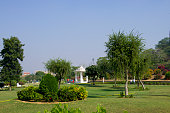 beautiful garden near the temple to Jaipur in India Birla Mandir