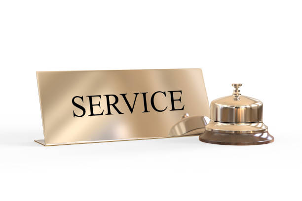 istock Service bell on hotel reception desk 1028616696
