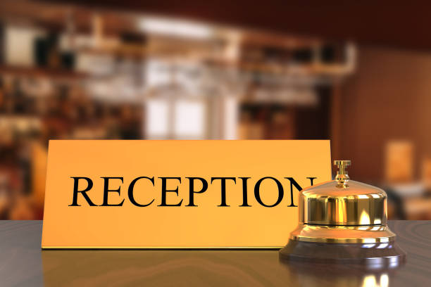 istock Service bell on hotel reception desk 1028620006