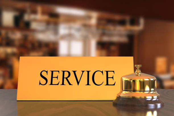 istock Service bell on hotel reception desk 1028620488