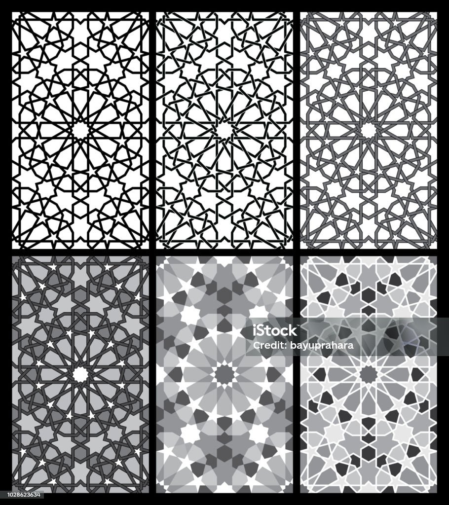 Islamic Pattern One Unit Seamless Islamic Geometric Pattern One Pattern In 6 Variationsvector ...