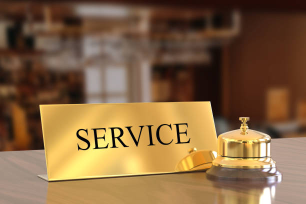 istock Service bell on hotel reception desk 1028625992