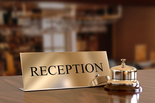 istock Service bell on hotel reception desk 1028626042