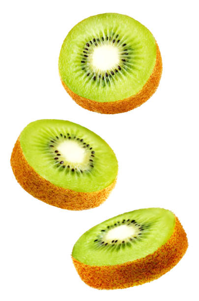 istock Flying Kiwi slices isolated 1028626110