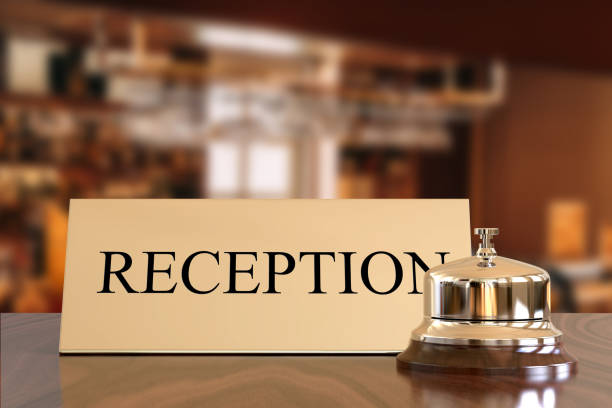 istock Service bell on hotel reception desk 1028627158