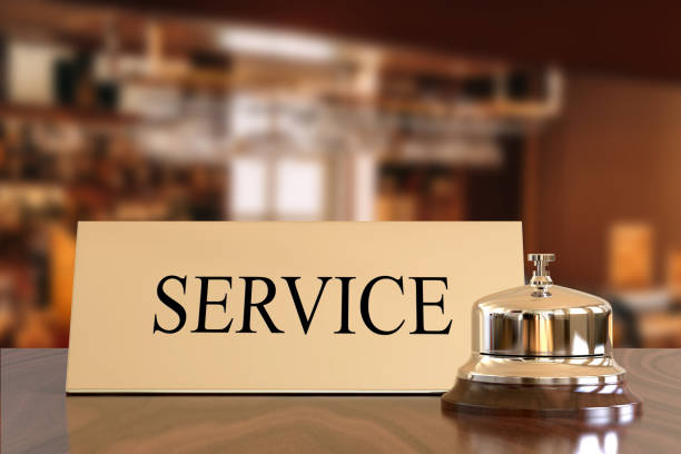 istock Service bell on hotel reception desk 1028630494