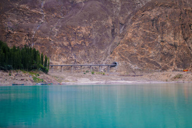 A beautiful view of Attabad Tunnel, Karakoram Highway stock photo