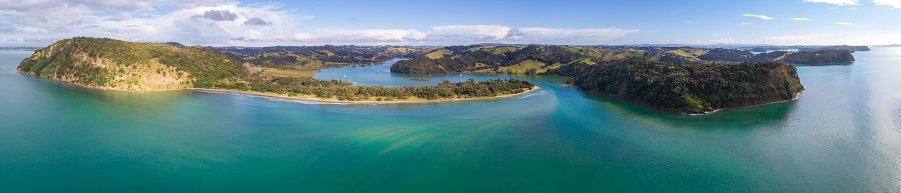 Aerial view of Wenderholm Regional Park in Auckland, New Zealand