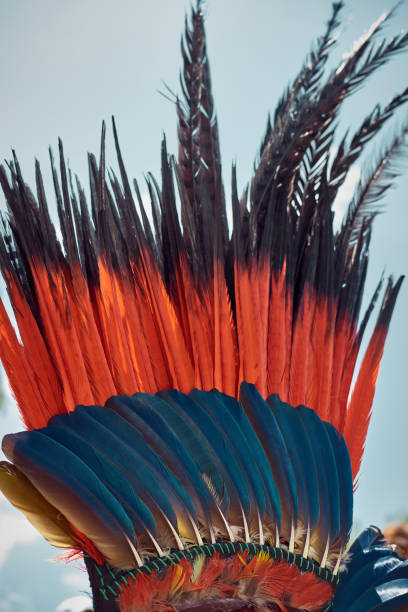 istock Feathered headdress from Aztec culture, close-up 1028643126
