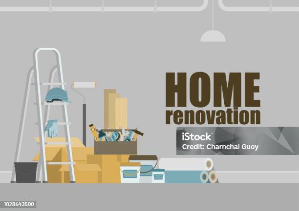 De Rénovation De Maison En Arrièreplan Vecteurs libres de droits et plus d'images vectorielles de Habitation - Habitation, Rénovation, Réparer
