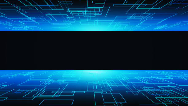 istock Cubes in virtual empty cyberspace reality room on black background, 3d abstract illustration 1028644578