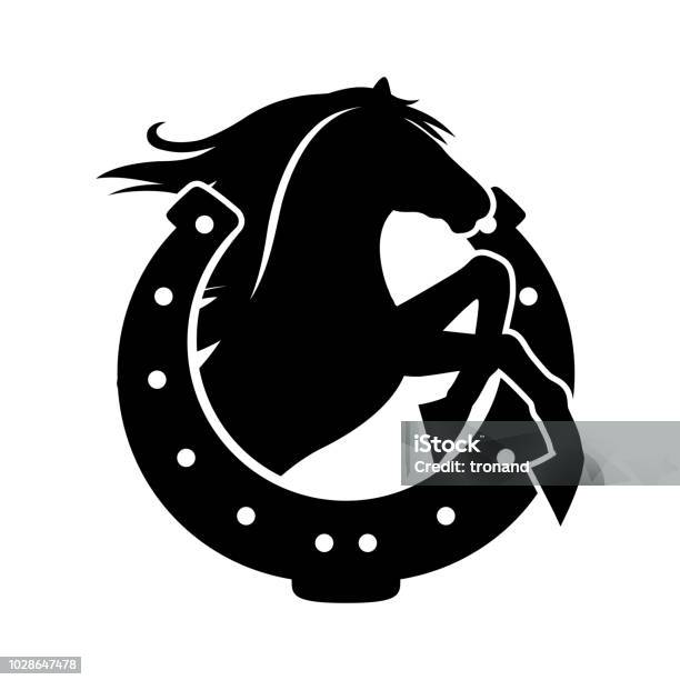 Horse And Horseshoe Stock Illustration - Download Image Now - Horseshoe, Horse Racing, Icon Symbol