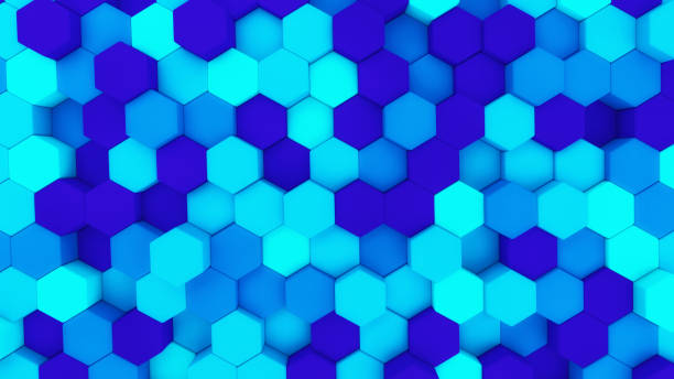 istock Digital data. Hexagon shape in structure of architecture technology concept on blue background, 3d abstract illustration 1028650534