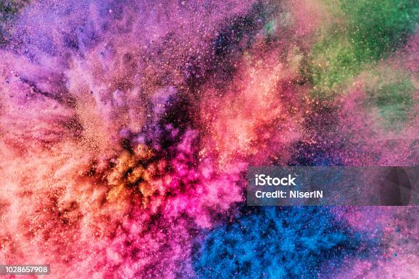 Colorful Holi Powder Blowing Up Stock Photo - Download Image Now - Holi,  Backgrounds, Traditional Festival - iStock