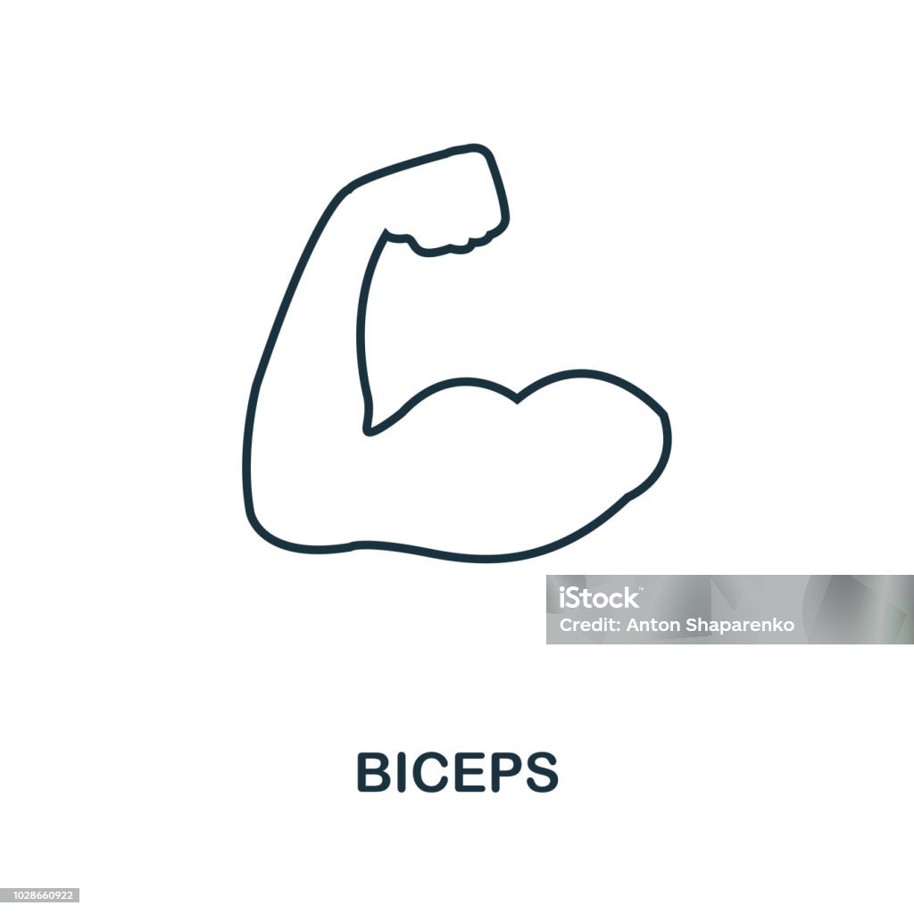 Biceps outline icon. Simple element illustration. Biceps icon in outline style design from sport equipment collection. Perfect for web design, apps, software, print. Biceps outline icon. Simple element illustration. Biceps icon in outline style design from sport equipment collection. Can be used for web, mobile and print. web design, apps, software, print. Icon Symbol stock vector