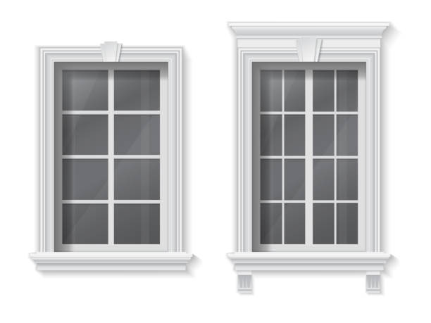 illustrazioni stock, clip art, cartoni animati e icone di tendenza di finestra nella cornice classica - cornicione architettonico