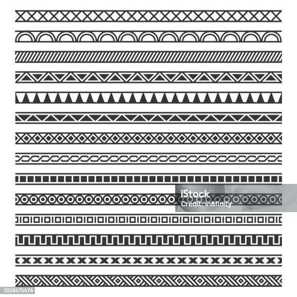 Border W/pattern Border Decoration Seamless Patterns Set On White Background Vector ...