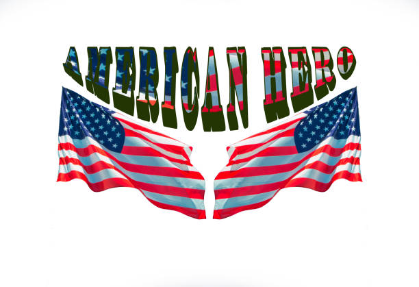 istock american hero phrase with two usa flags. for patriotic concepts 1028679672