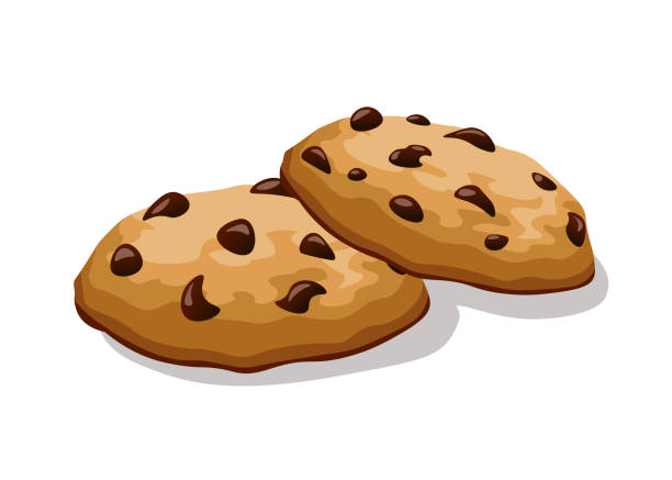 쿠키 초콜릿 - chocolate chip cookie cookie preparing food chocolate stock illustrations