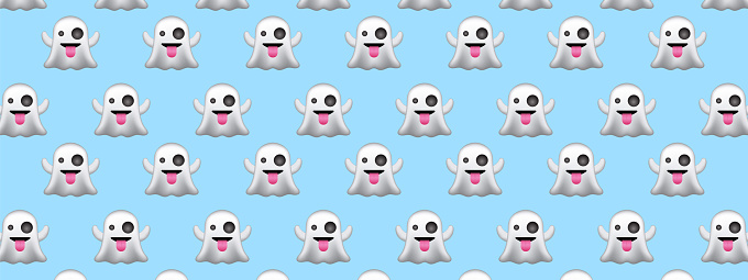Halloween background with cute ghosts. Vector