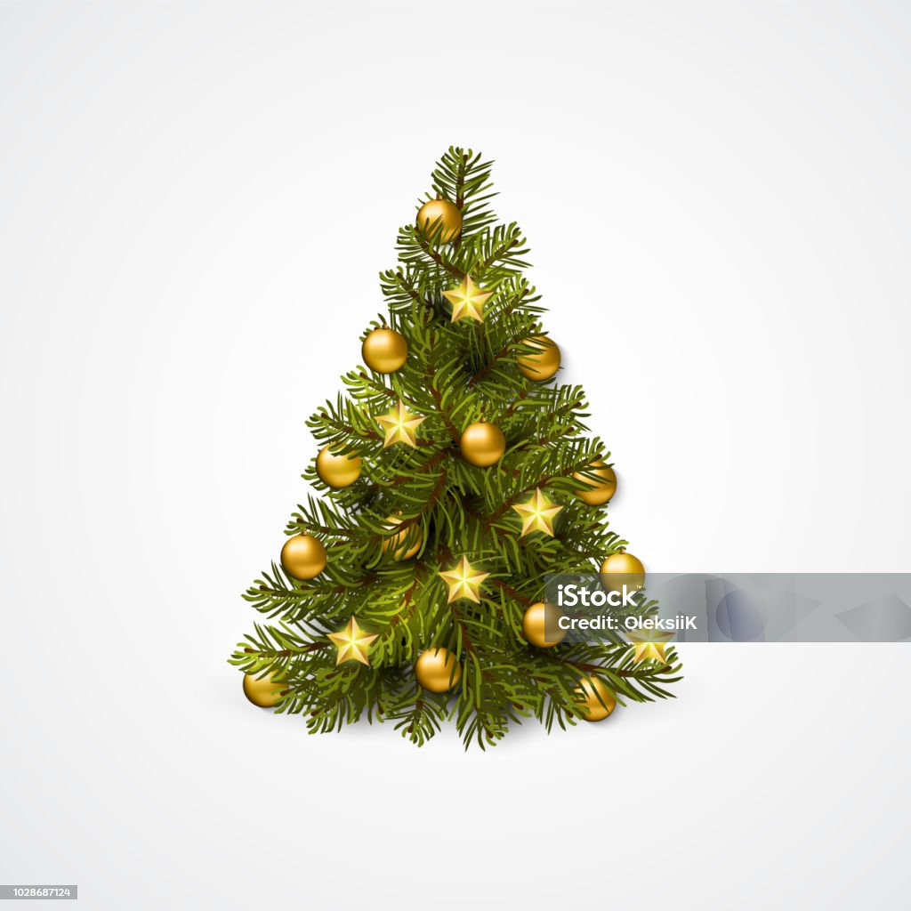 Christmas tree with decoration - balls, garlands. Vector Christmas tree with decoration - balls, garlands. Vector Isolated on white. Christmas Tree stock vector