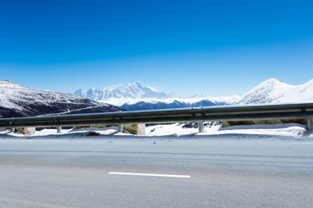 highway and tibetan famous snow mountain landscape