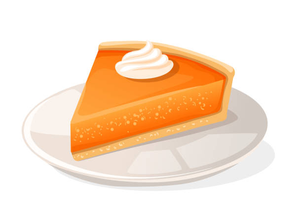 조각 펌프킨 파이 - pie baked food pumpkin pie stock illustrations