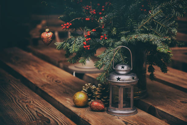istock Christmas Decor on  wooden table 1028690998