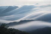 flowing clouds closeup on mountains