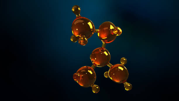 istock 3d rendering illustration of glass molecule model. Molecule of oil. Concept of structure model motor oil or gas 1028694206