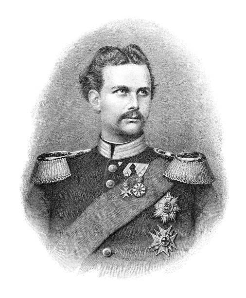 ilustrações, clipart, desenhos animados e ícones de o rei ludwig ii da ilustração retrato de baviera - king ludwig