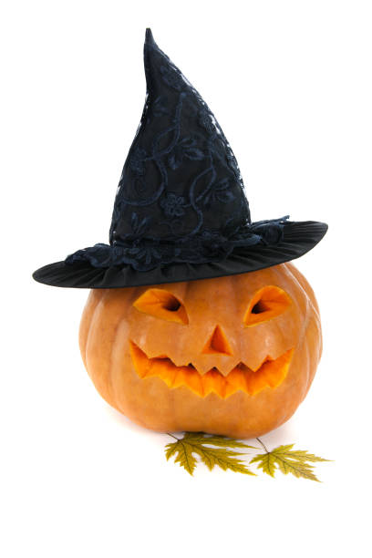 istock Halloween pumpkin in a black hat. 1028698164