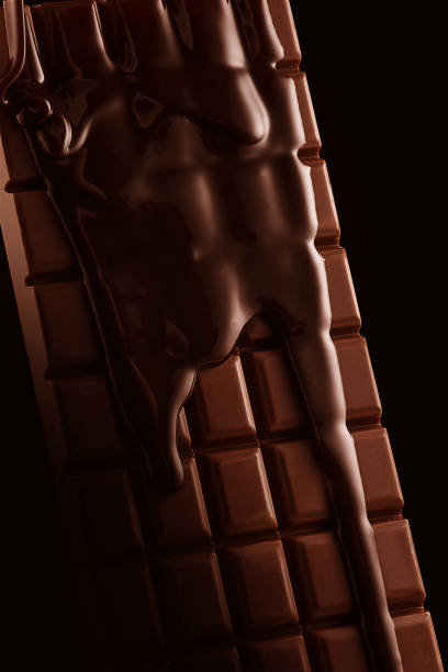 Chocolate bar covered with melted chocolate