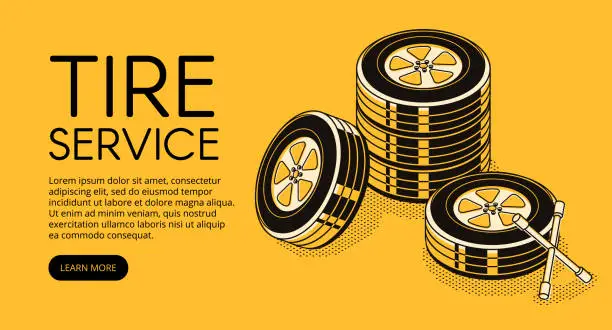 Vector illustration of Car tire car auto service vector illustration