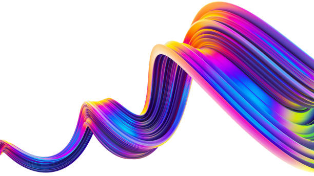 istock 3D wavy bright abstract design element in holographic neon trendy colors 1028714458