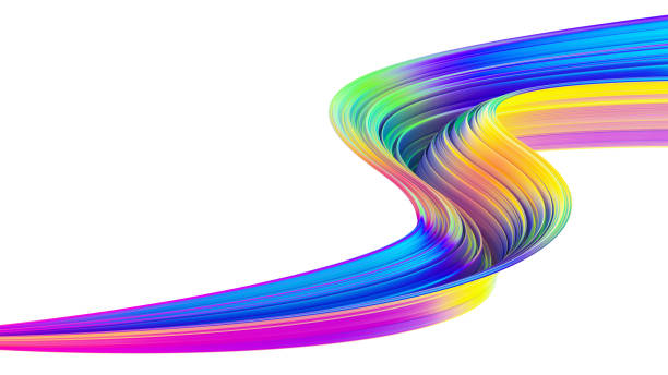 istock 3D abstract background with bright holographic twisted shape in motion 1028714488
