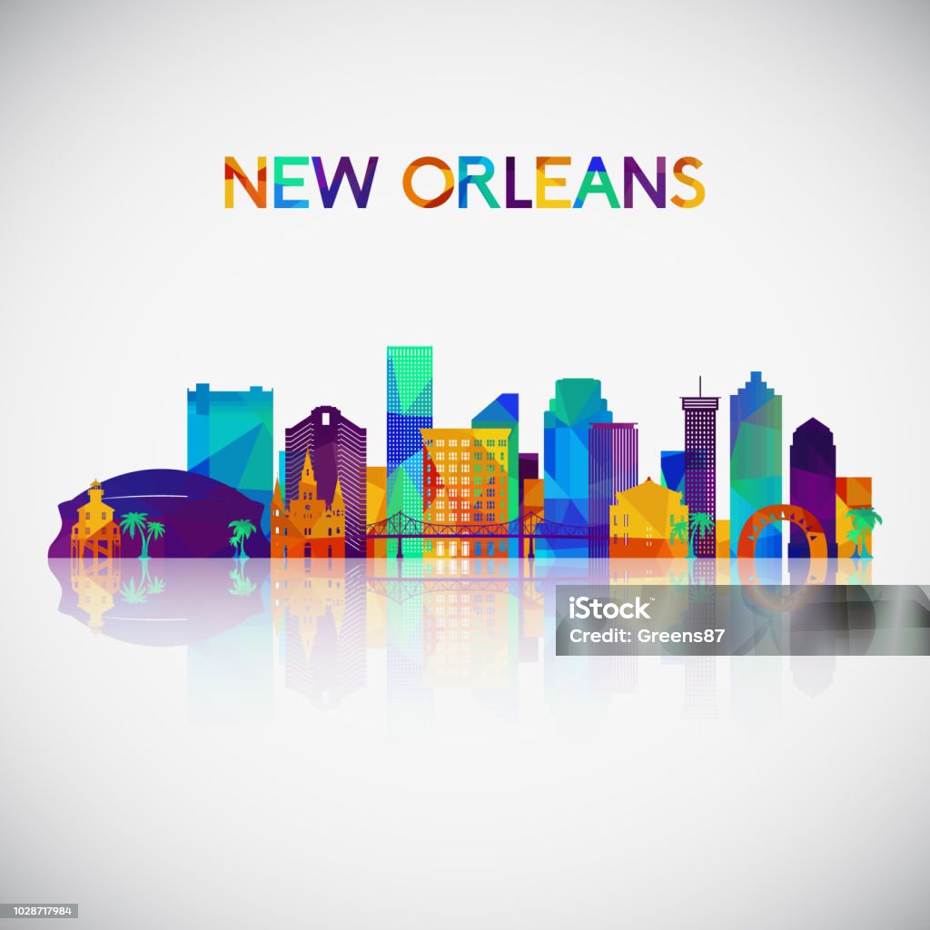 New Orleans skyline silhouette in colorful geometric style. Symbol for your design. Vector illustration. New Orleans stock vector