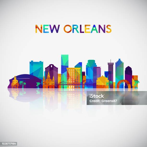 New Orleans Skyline Silhouette In Colorful Geometric Style Symbol For Your Design Vector Illustration Stock Illustration - Download Image Now