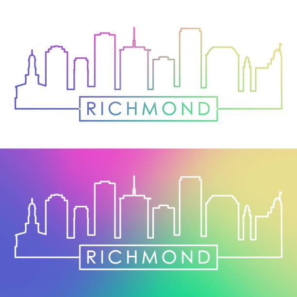 ilustrações, clipart, desenhos animados e ícones de horizonte de richmond. colorido estilo linear. arquivo de vetor editável. - richmond virginia virginia skyline urban scene