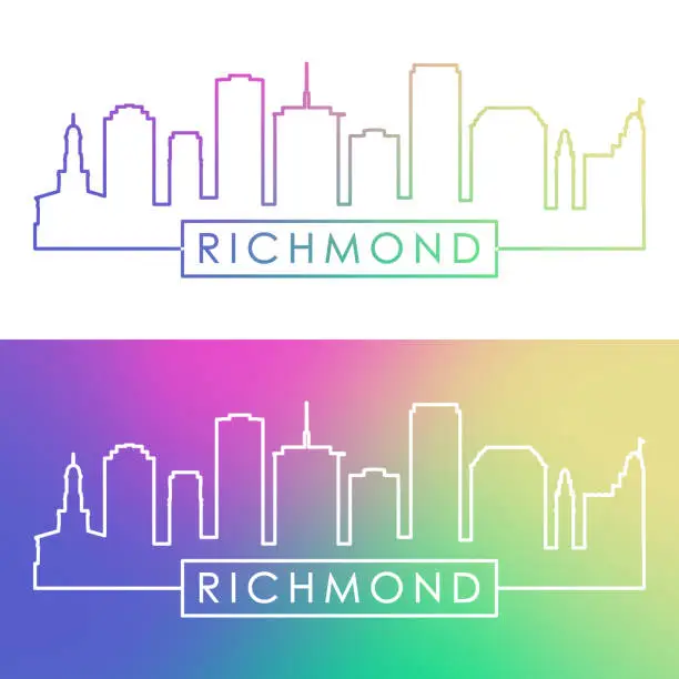 Vector illustration of Richmond skyline. Colorful linear style. Editable vector file.