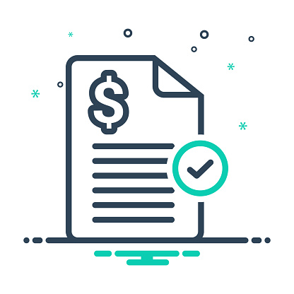 Icon for paid,  invoice, stamp, bills