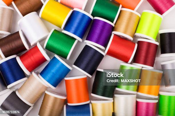 Set Of Colorful Thread Spools Stock Photo - Download Image Now - Abstract, Close-up, Collection