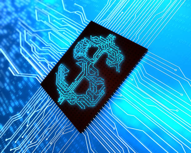istock E-finance technology, data network core, circuit board and currency symbols,dollar 1028732920