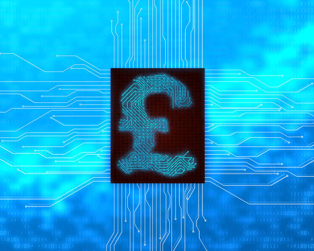istock E-finance technology, data network core, circuit board and currency symbols,pound 1028735746