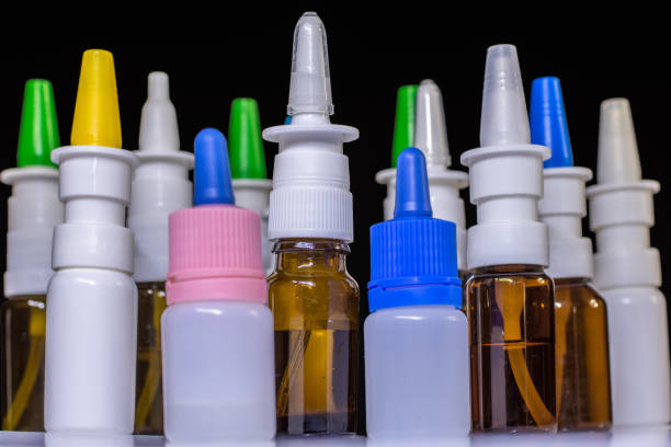 istock Many nasal sprays stand in front of a black background 1028737404