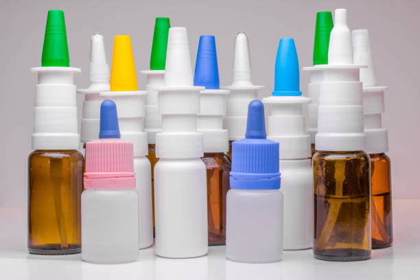 istock Nasal sprays in front of white background 1028737414