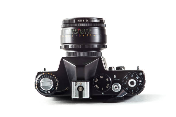 Old lens mounted on camera.