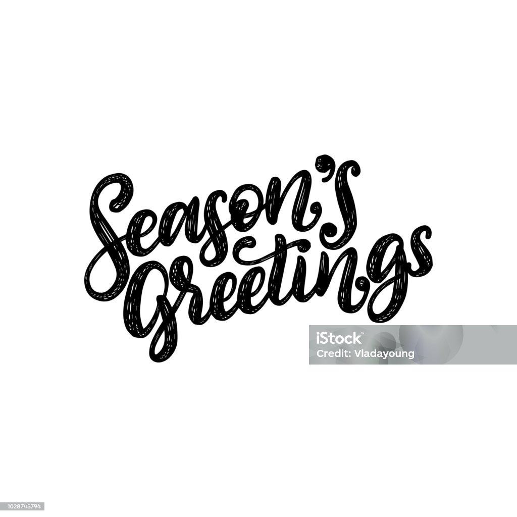 Seasons Greetings, hand lettering on red background. Vector Christmas illustration. Happy Holidays greeting card,poster. Seasons Greetings, hand lettering on red background. Vector Christmas illustration. Happy Holidays greeting card, poster template. Christmas stock vector