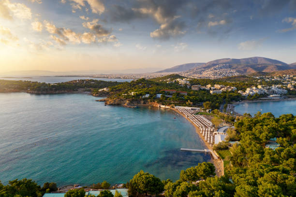 Astir Beach in Vouliagmeni during sunset time